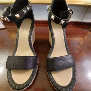 Marc Fisher black stud wedges -8-